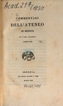 Commentari dell'Ateneo di Brescia, 1830