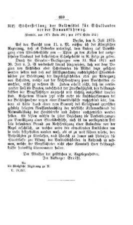 Sicherstellung der Geldmittel für Schulbauten vor der Bauausführung : [V. Elementarschulwesen]