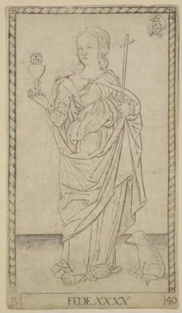 Fede (Fides, der Glaube), Blatt Nr. 40 aus der E-Serie der sogenannten Tarock-Karten des Mantegna