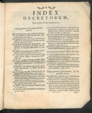 Index Decretorum, ...