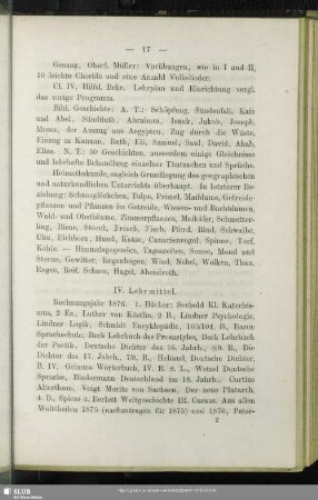IV. Lehrmittel