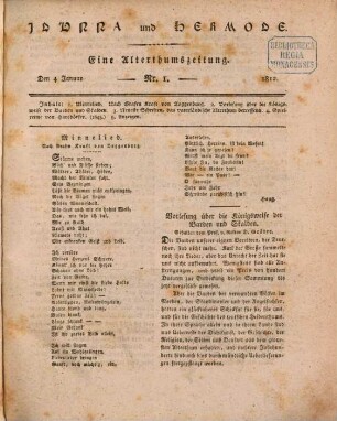 Idunna und Hermode : e. Alterthums-Zeitung auf d. Jahr ..., 1. 1812