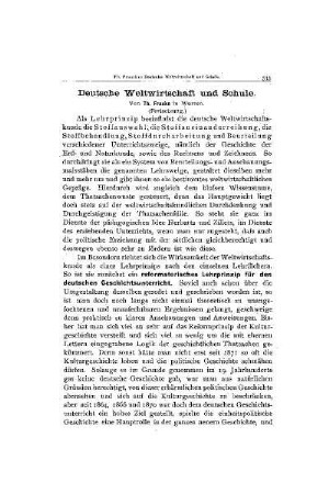 Deutsche Weltwirtschaft und Schule : (Fortsetzung)