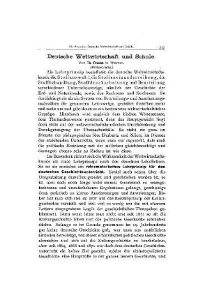 Deutsche Weltwirtschaft und Schule : (Fortsetzung)