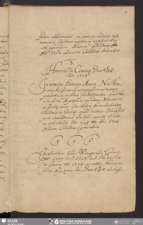 3. Henrici de Camenz Durchzoll ao. 1308.
