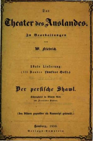 Das Theater des Auslandes. 3. 1850, H. 5