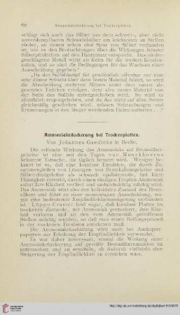 Ammoniakräucherung bei Trockenplatten
