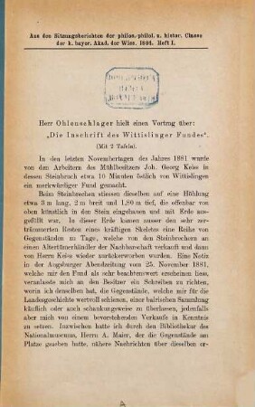 Die Inschrift des Wittislinger Fundes