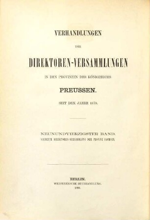 Verhandlungen der Direktoren-Versammlungen der Provinzen Preussens : seit dem Jahre 1879. 49. 1896 = Direktoren - Vers. 7