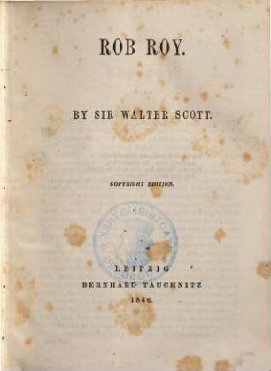 Works, [5].. Rob Roy