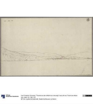 "Trieste bei der Anfahrt von Venedig" / Ansicht von Triest vom Meer aus