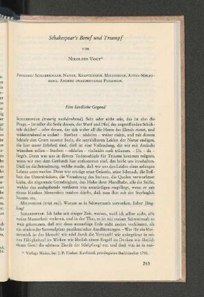 Shakespear's Beruf und Triumpf