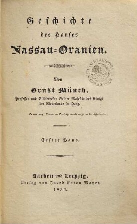 Geschichte des Hauses Nassau-Oranien, 1