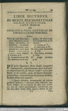 Liber Secundus. De Mediis Hermeneuticae Sacrae Domesticis