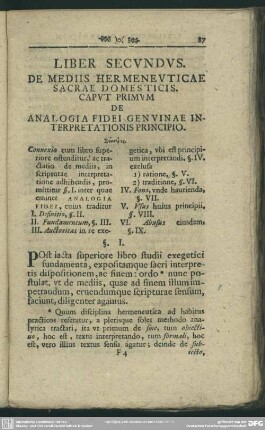 Liber Secundus. De Mediis Hermeneuticae Sacrae Domesticis