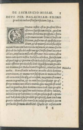Deus Per Malachiam Primo praedixit eucharistiae sacrificium. Cap. 2