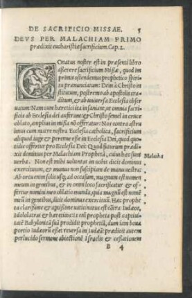 Deus Per Malachiam Primo praedixit eucharistiae sacrificium. Cap. 2