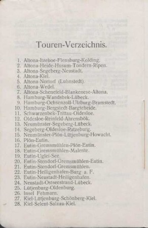 Touren-Verzeichnis.