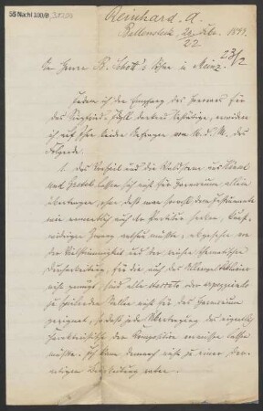 Brief an B. Schott's Söhne : 20.02.1899
