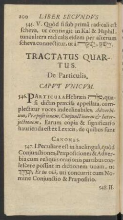 Tractatus Quartus. De Particulis