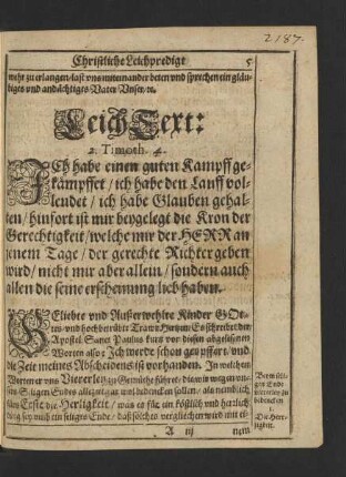 Leich-Text: 2. Timoth. 4.