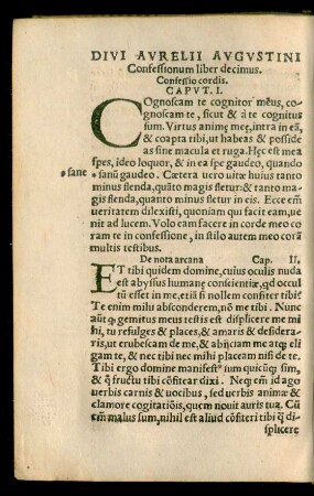 Divi Aurelii Augustini Confessionum liber decimus.