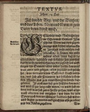 "Textus" und Beginn der Leichenpredigt
