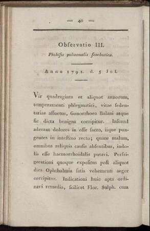 Observatio III. Phthisis pulmonalis scorbutica.
