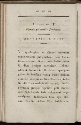 Observatio III. Phthisis pulmonalis scorbutica.