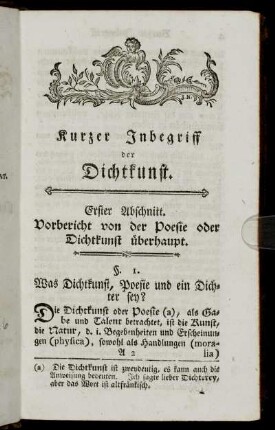 Kurzer Inbegriff der Dichtkunst.