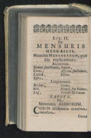 Caput I. De Mensuris Aridorum.