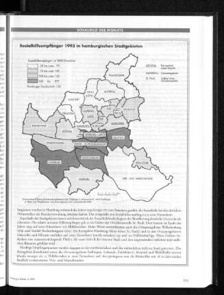 Sozialhilfeempfänger 1993 in hamburgischen Stadtgebieten