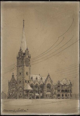 Evangelische Kirche am Hohenzollernplatz, Frankfurt/Main: Perspektivische Ansicht