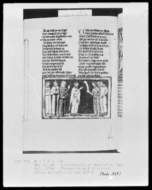 Rudolf von Ems, Weltchronik — Uriah bringt Joab den Brief, Folio 273verso