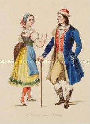 Bauernpaar aus dem Pilsener Kreis in Böhmen in Festtagstracht - Tafel aus Franceschini/Kostümbilder (Kassette 2)
