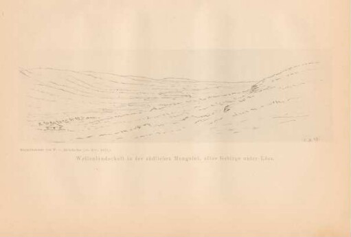 Wellenlandschaft in der südlichen Mongolei, altes Gebirge unter Löss