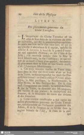 Livre V. Des phenomenes generaux du Globe Terrestre