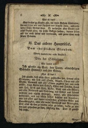 II. Das andere Hauptstück: Vom christlichen Glauben