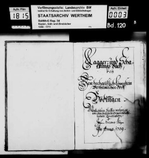 Mess- und Lagerbuch von Bettingen