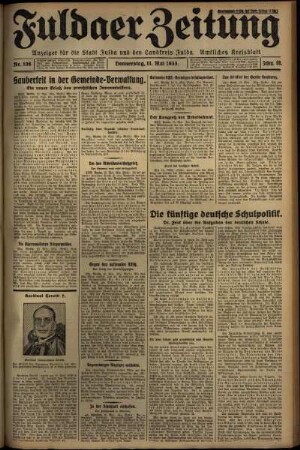 Erste Ausgabe vom Donnerstag, den 11. Mai 1933.