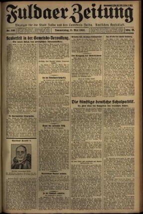 Erste Ausgabe vom Donnerstag, den 11. Mai 1933.