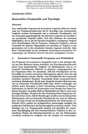 Kontrastive Grammatik und Typologie