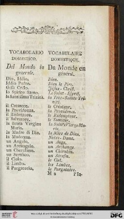 Vocabolario domestico / Vucabulaire domestique