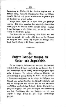 Sechster deutscher Kongreß für Volks- und Jugendspiele