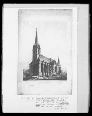 Ansicht der Pfarrkirche in Frankenberg von Südwest
