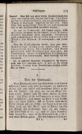 I. Von der Pferdezucht
