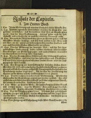 Inhalt der Capiteln.