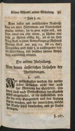 Die andere Abtheilung. Von denen äusserlichen Ursachen der Verbindungen
