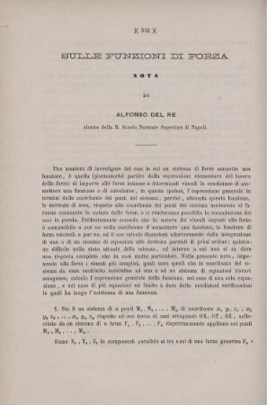 Sulle funzioni di forza.