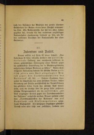 XII. Judentum und Politik.
